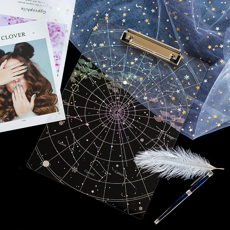 

A4 File Board Folder Starry Sky WordPad File Clipboard Cardbard Folder Vertical Writting Board School Stationery Office Gfit