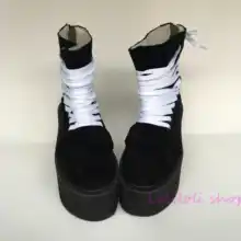 Черные туфли принцессы в стиле панк; черные замшевые туфли на высоком каблуке с украшением в виде галстука; обувь по индивидуальному заказу; большие размеры; ручная работа; an4124