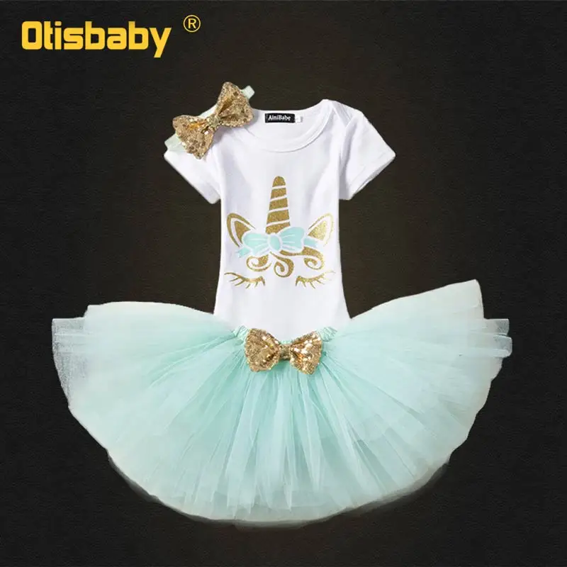 Green Официального магазина Carter's 3 шт./компл. с надписью My First Christmas для девочек набор кистей с ручкой в форме единорога Детский комбинезон Одежда для новорожденных близнецов комбинезон, спортивный костюм+ вуаль платье-пачка для девочек - Цвет: Green