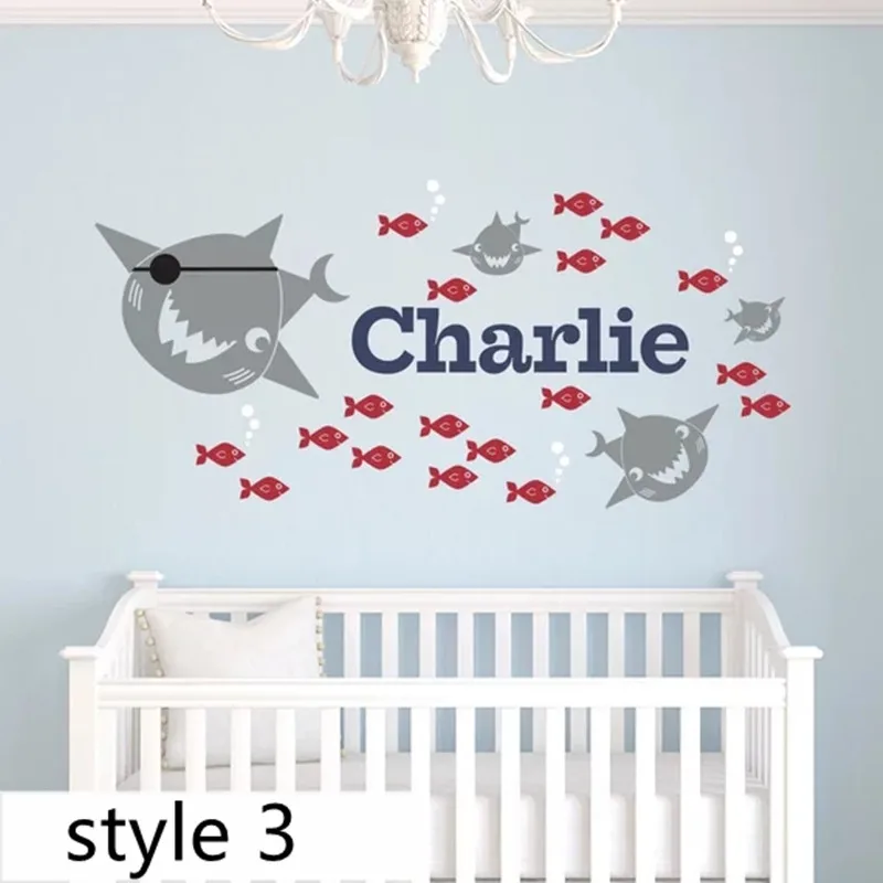 Pirate Shark Wall Sticke Personalized Name Baby Ocean Nursery Under-the-Sea Fish Room Kitchen Wall Stickers Home Decor T180711 Pirate Shark Wall Sticke Personalized Name Baby Ocean Nursery Under-the-Sea Fish Room Kitchen Wall Stickers Home Decor T180711