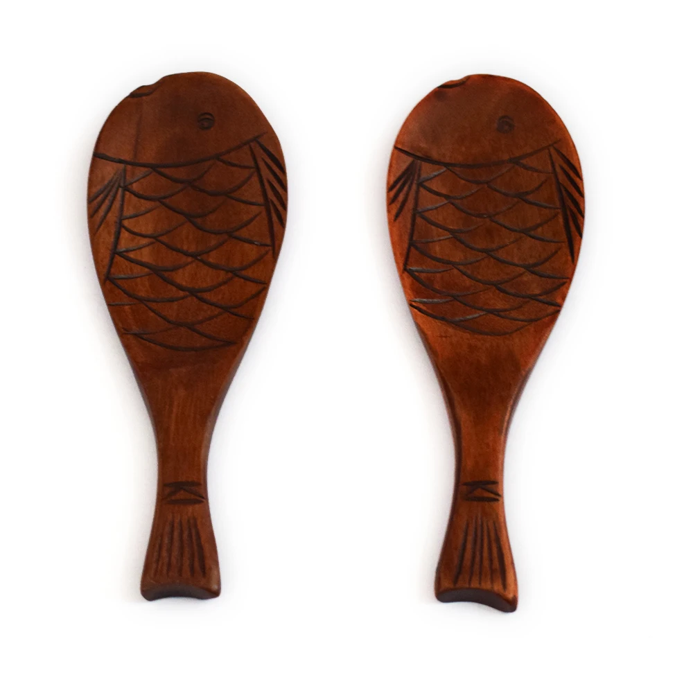 Lovely Kitchen Spoons Fish Shape Non Stick Rice Paddle Wooden Meal