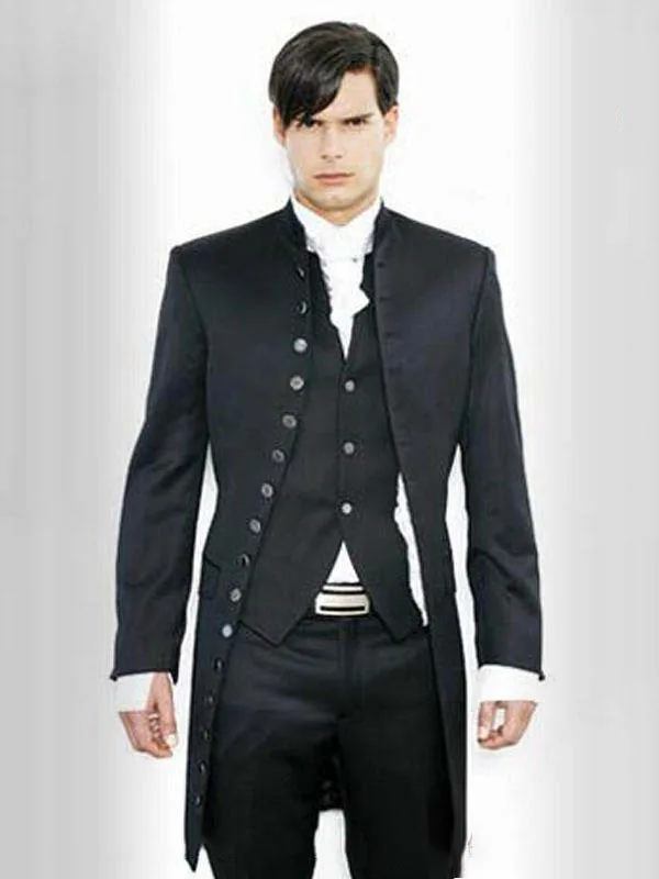 Three Pieces swallowtail coat many Buttons tailcoat Men`s Suits Wedding suits for men Groom Suits Men`s Tuxedos (coat+tie+vest+pants)