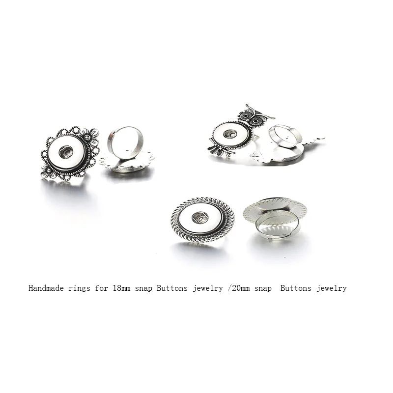 

Bo Bo world Flower Snap Ring Jewelry DIY 18mm Adjustable Snaps Button Ring For Women Fitting Jewelry A1