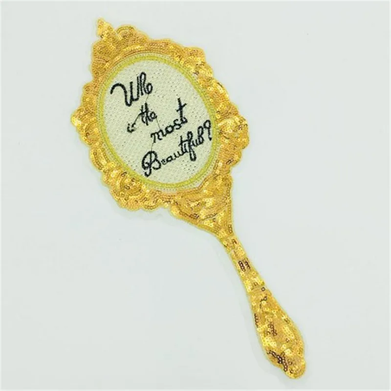 

Fashion Letter patch 34cm Retro mirrors logo suquins Diy women Embroidery patches for clothing applique Stickers Free Shipping