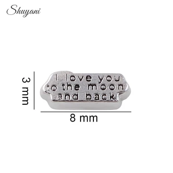 

F332 Newest 20pcs/lot Zinc Alloy I Love You to the Moon and Back Charms Floating Locket Charms for Living Memory Locket