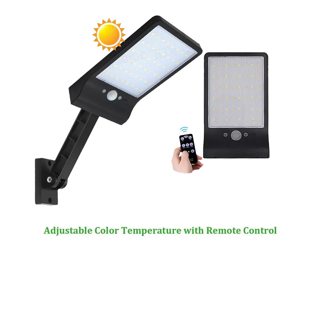 

remote control rotate bracket solar street light Solar Power 48 Led Solar Light PIR Motion Sensor 7 Mode White Wall Garden Light