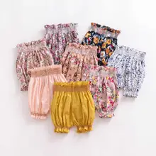 Платье принцессы с цветочным рисунком, шорты с кружевом для малышей Шорты для девочки; детские брюки; Детские шорты для девочек, одежда для малышей популярная модель