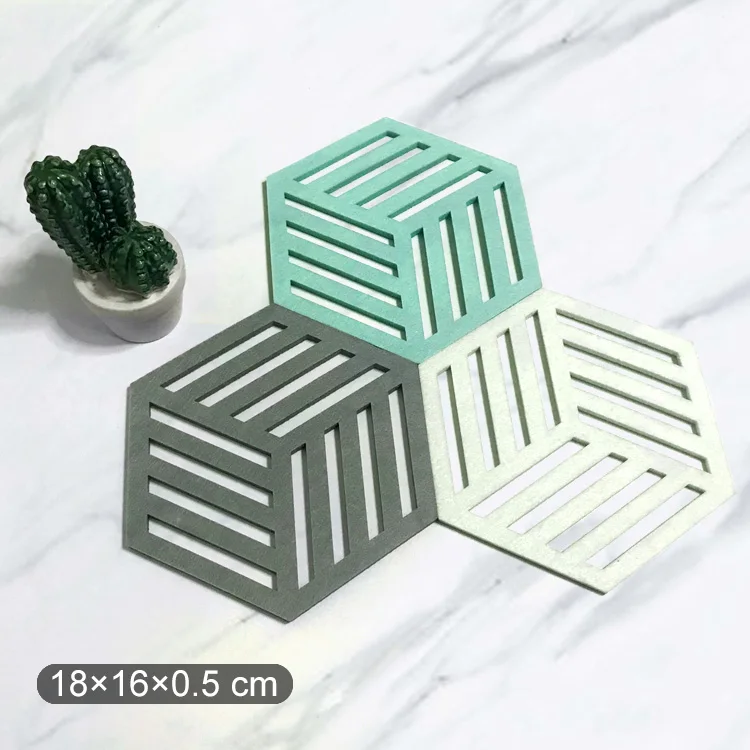 5pcs/set Kitchen Table Felt Mat Pot Coaster Household Anti-scalding Nordic Ins Six Side Dishes Plate Tableware Suction Placemat
