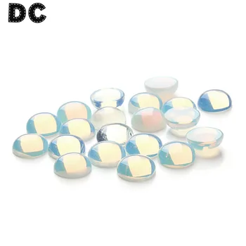 

DC 20pcs/lot Flatback Round Moonstone Opal Stone Beads Cabochon 6mm 8mm 10mm 12mm For DIY Necklace Jewelry Making Material F3096