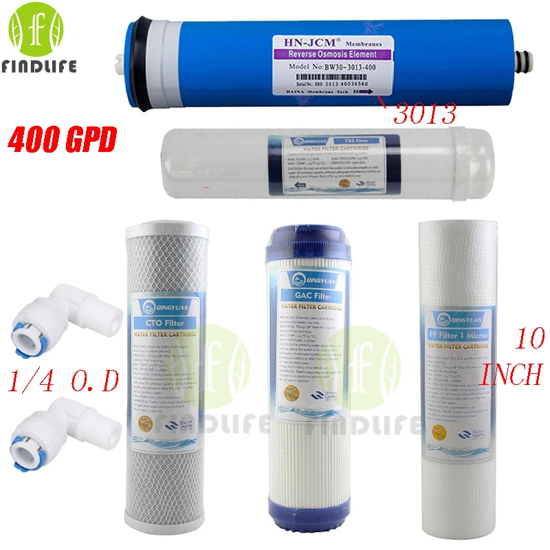 

5 STAGE WATER FILTER Replacement filter 400 gpd RO membrne and ppf gac cto t33 for REVERSE OSMOSIS Water Purifier