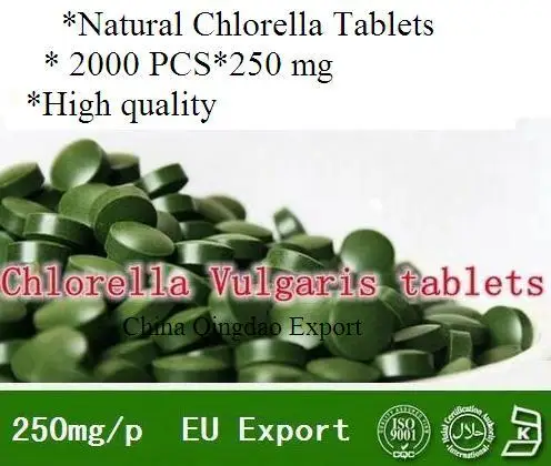 Настоящий органический Сертифицированный пищевой хлорелла зеленые водоросли таблетки природы хлорофита Vulgaris No pollution500г 2000 шт