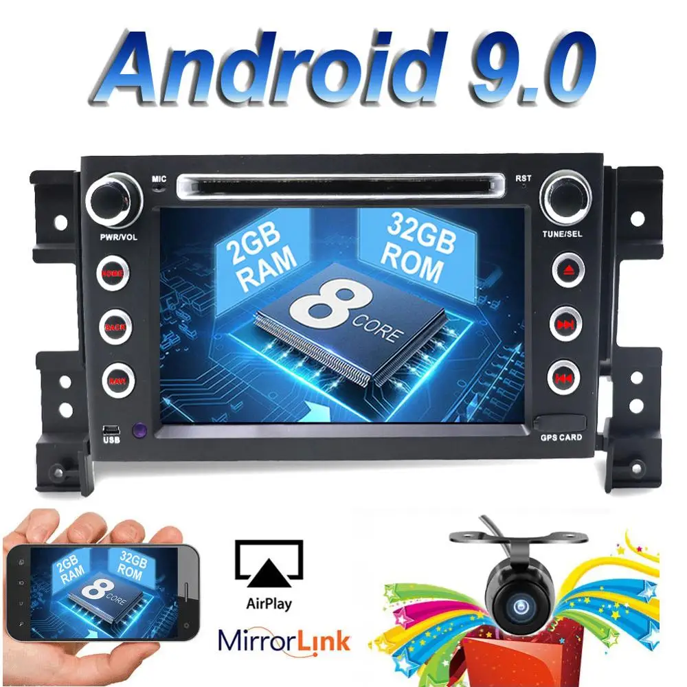 

7" Android 9.0 Car GPS Stereo For Suzuki Grand Vitara 2005 Auto DVD Radio FM RDS Navigation WiFi Audio Video Backup Camera Map