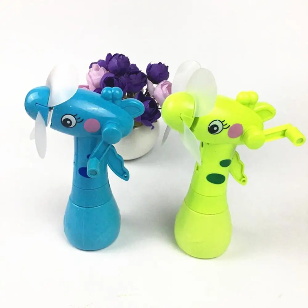 

Handheld Cartoon Giraffe Mini Fan 4 Blades Summer Cooler Outdoor Water Sprayer