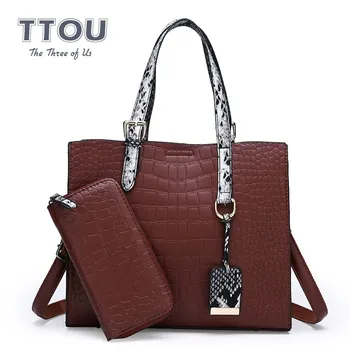 

TTOU Fashion Serpentine Women Handbag Quality Leather Female Shoulder Bag Large Casual Tote Bag Ladies' Crossbody Bag Sac