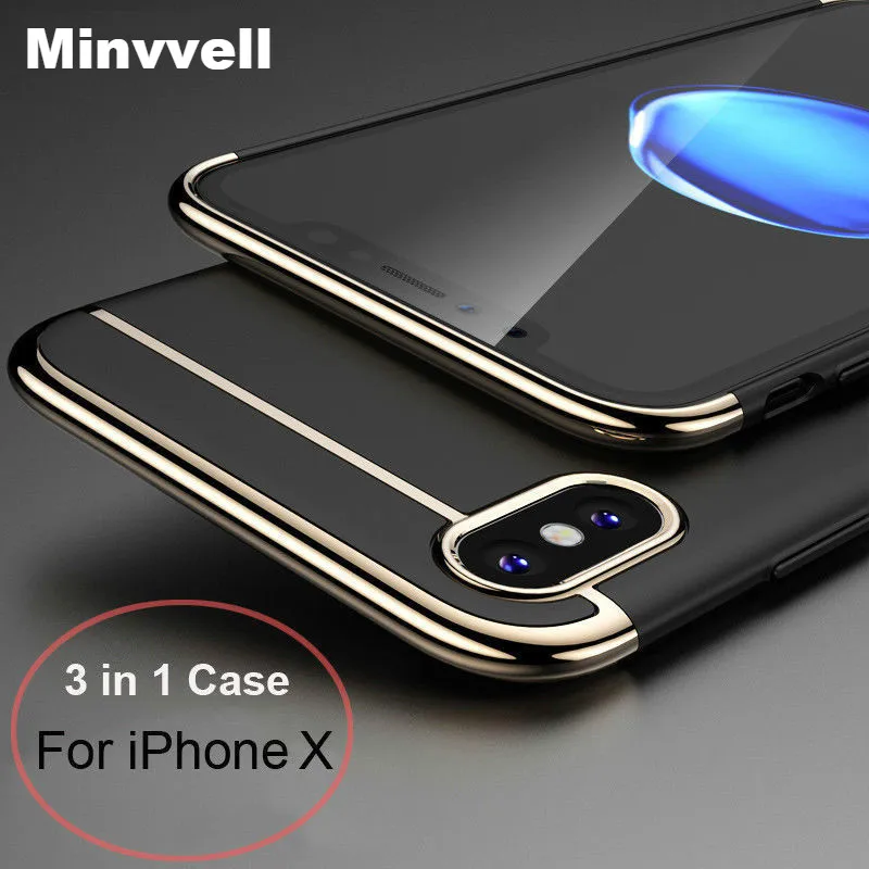 Luxury Hard Case for Iphone X XS MAX XR 7 8 6 6S plus 5 5S SE Back Cover Coverage Removable 3 In 1 Fundas For iphone 6s |