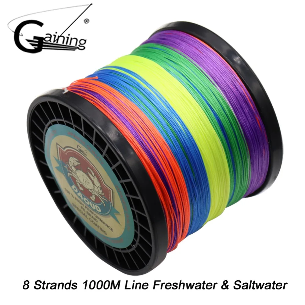 Gaining Braided Fishing Line 8 Strands 1000m Multi Color Super Strong
