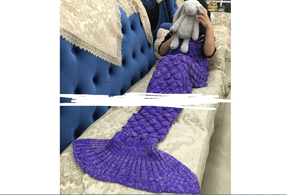 Хвост русалки для взрослых, одеяло для дивана, супер теплое вязаное одеяло ручной вязки - Цвет: 2