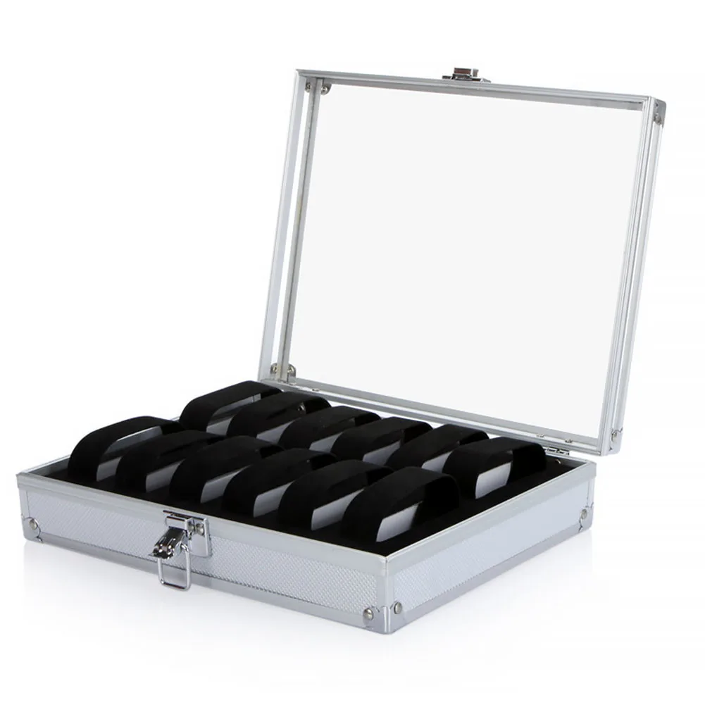 

Case With Lock 12 Grid Wrist Storage Watch Display Aluminium Alloy Organizer