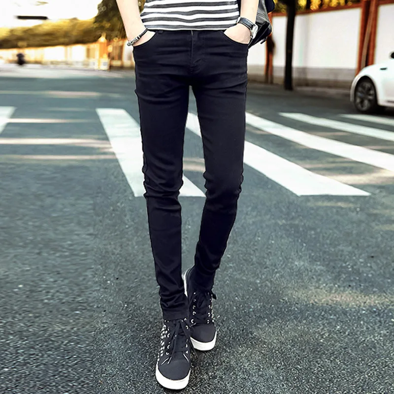 

Uwback 2017 New Arrival Summer Men Jeans Pants Washed Tight Black Casual Pants Elasticity Fashion Long Trousers Blue Pants XA240