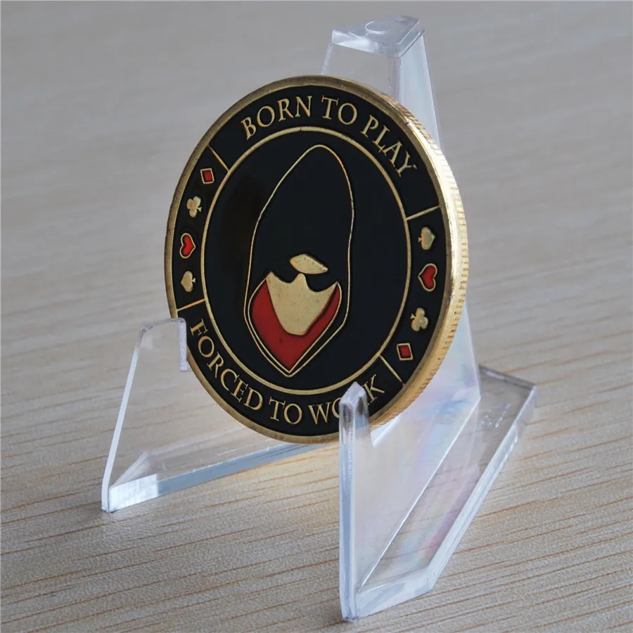 1 шт./партия, BORN TO PLAY foruled TO WORK POKER CARD PROTECTOR GUARD позолоченная монета TOKEN