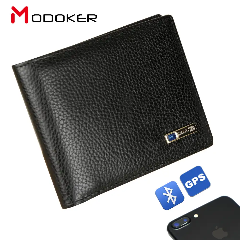 Smart Wallet Anti-Lost Bluetooth Genuine Leather for Men Cards Holder Alarm GPS