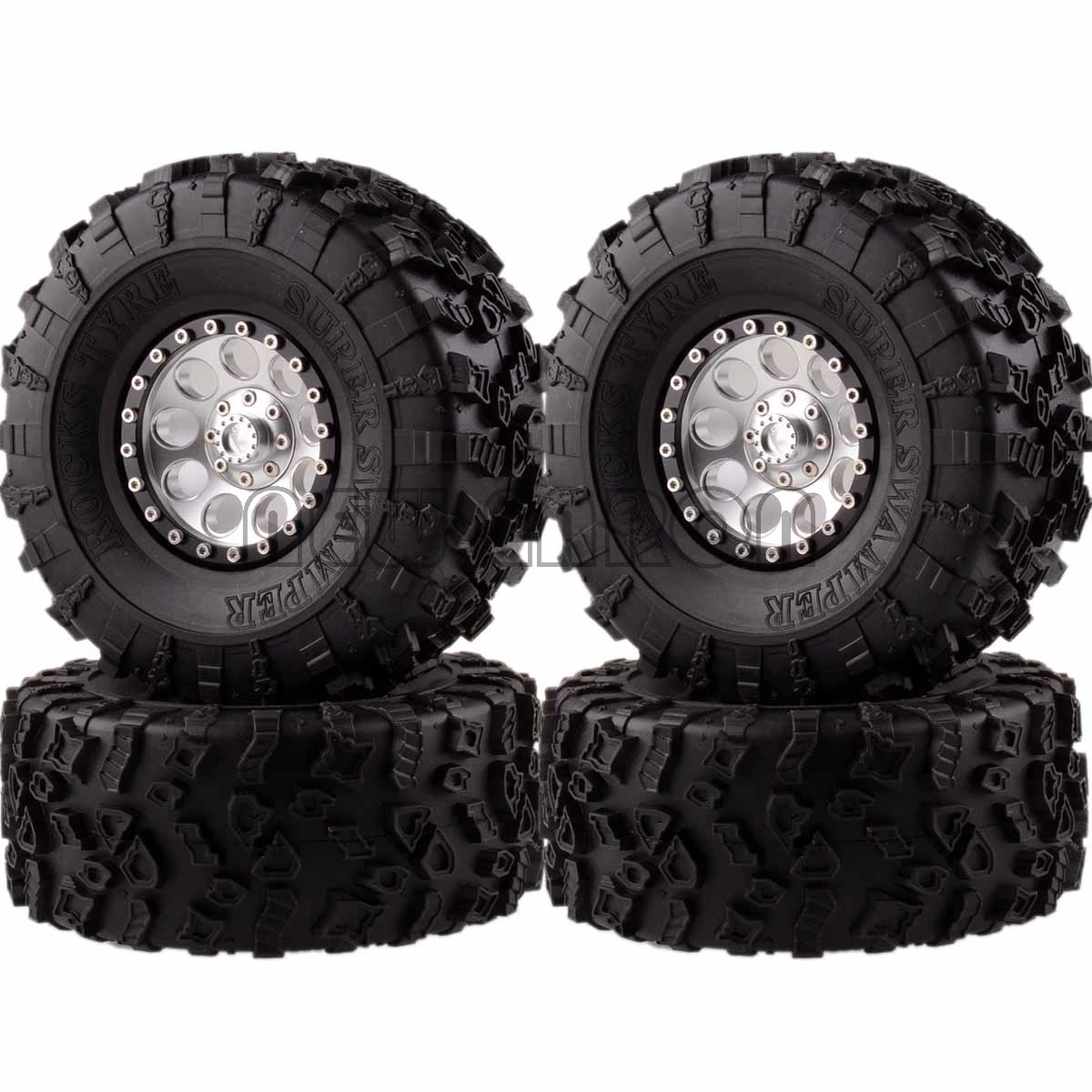 Новые ENRON 4P алюминиевые 2," Beadlock колеса и 132 мм шины для RC 1/10 модели Axial Yeti/Wraith RC Гусеничный - Цвет: SILVER-BLACK