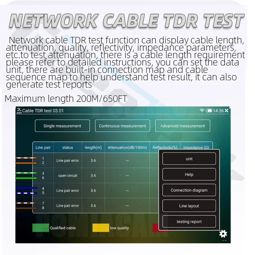 IPC-X H.265 4K IP CVBS камера тест er монитор опционально AHD TVI SDI CVI, кабель tracer, TDR пробный порт, оптический измеритель мощности