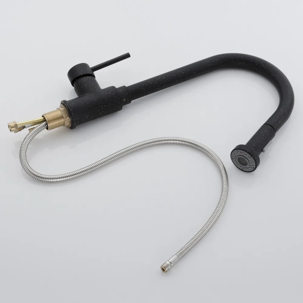  Kitchen Faucet Single Handle Hole Pull Out Spray Brass Kitchen Sink Faucet Mixer Cold Hot Water Tap - 32371728292