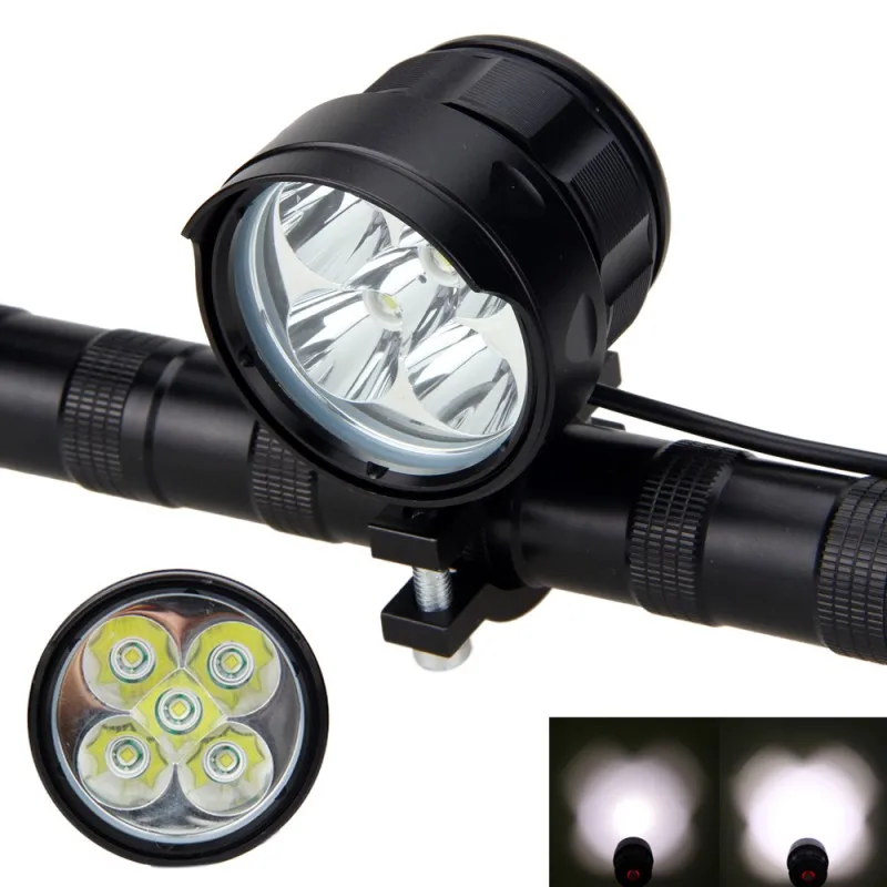 Черный водонепроницаемый 5x XM-L T6 светодиодный фонарь 3 режима велосипедный фонарь безопасная рулевая Фара Фонарь с аккумуляторная батарея