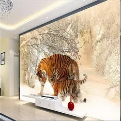 Beibehang papel де parede заказ фреска обои-3d Тигр Зимний снег фоновые фотообои для стен 3 d обои
