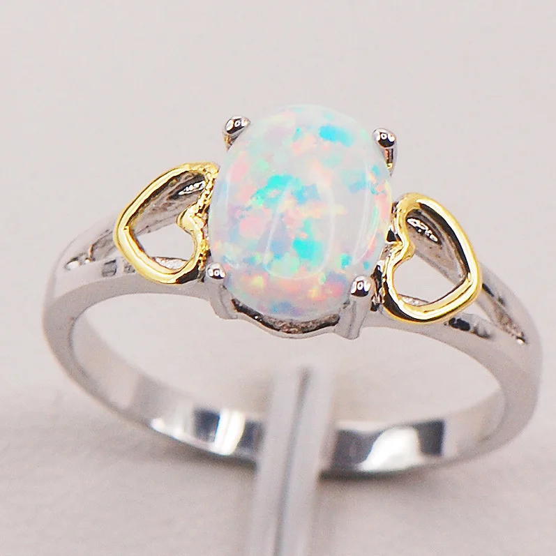 New Green Fire Opal Gems Silver Ring Women Wedding Engagement Jewelry Size 6-11