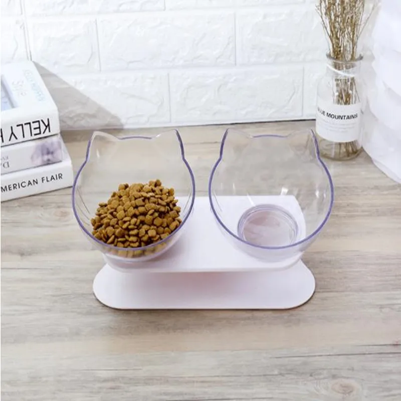 

2 Type Pet Dog Cat Bowls Non Toxic Corrosion Resistant Durable Cat Bowl Adjustable Removable Pet Feeder Food Holder Transparent