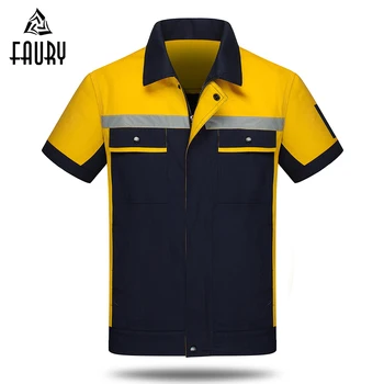 

Wholesale Unisex Work Clothes Short Sleeve Pocket Long Pants Two Pieces Set Engineering Repairment Service Patchwork Jacket