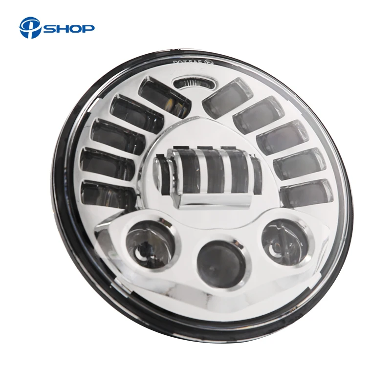 

7Inch LED Black Round Adaptive Motorcycle Headlight with Hi/Lo Beam Projector 7" Round Headlamp for