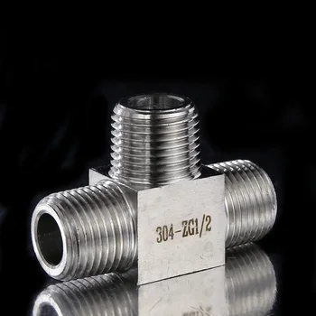 

1PCS Tee 3 Way 304 Stainless Steel Pipe Fitting Connector Adapter Equal 1/2" BSP male Threaded Max Pressure 2.5 Mpa