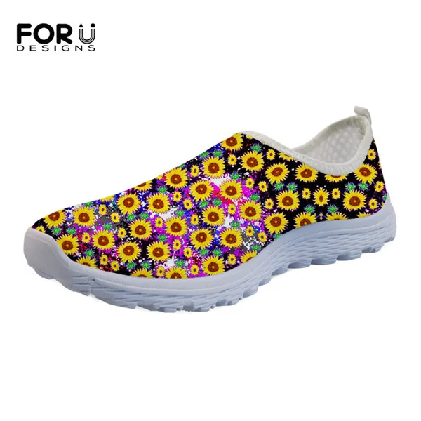 FORUDESIGNS/модные 3D принт подсолнечника Для женщин обувь на плоской подошве Повседневное кеды с цветочным принтом Стиль Мода для девочек, летний комплект для девочек светильник обувь из сетчатого материала - Цвет: HMG096AA