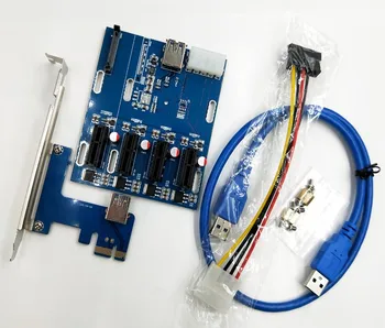 

NEW aad in card PCIe 1 to 4 PCI express 1X slots Riser Card Mini ITX to external 4 PCI-e slot adapter PCIe Port Multiplier Card
