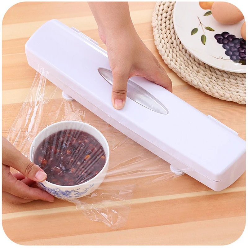 Kitchen Plastic Food Wrap Cling Film Dispenser Seal Aluminum Foil Wax Paper Cutter Cutting Tool |