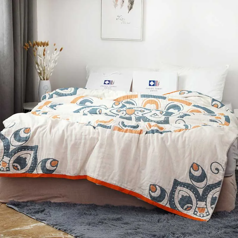 Шесть слоев марлевого махрового одеяла из чистого хлопка для всех сезонов, офисный кондиционер для студентов, одеяло, постельные принадлежности