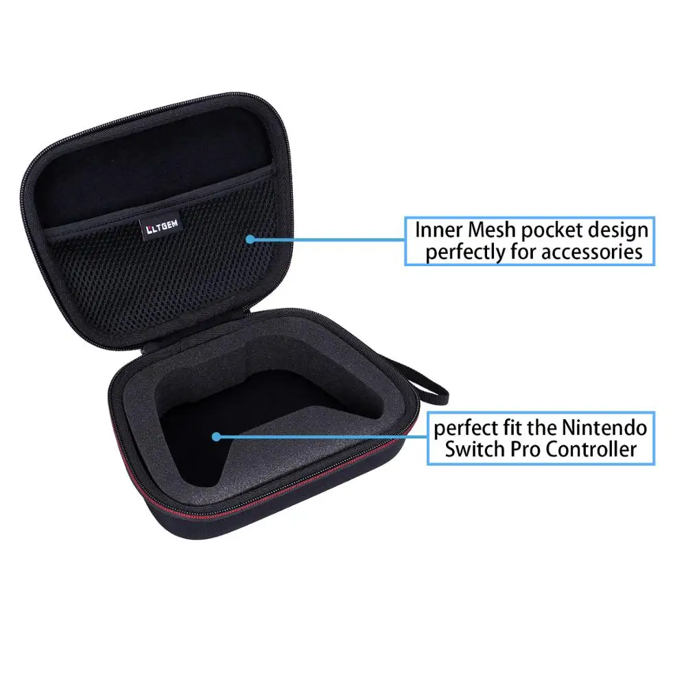 LTGEM EVA Hard Case For Xbox One/Xbox One S/Xbox One X Controller Mesh Pocket Fits Plug & Cables Travel Storage Bag travel bag carrying hard case