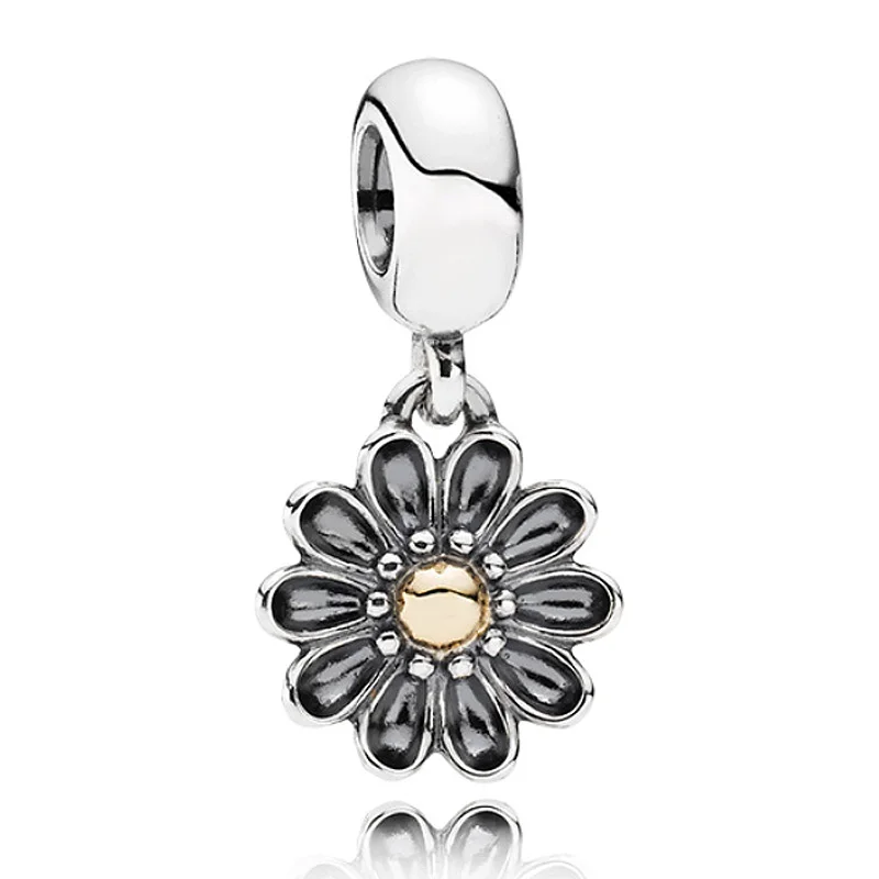 

Authentic 925 Sterling Silver Bead Charm Black Enamel Gerbera Flower Pendant Beads Fit Pandora Bracelet Bangle Jewelry