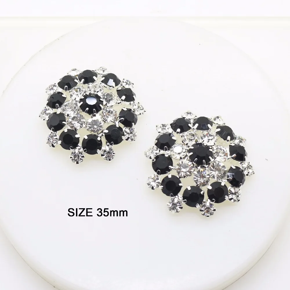 10pcs/set 35mm Round Diamond Brooch Button Snap Sewing Buttons Crystal for Wedding Bouquet Child