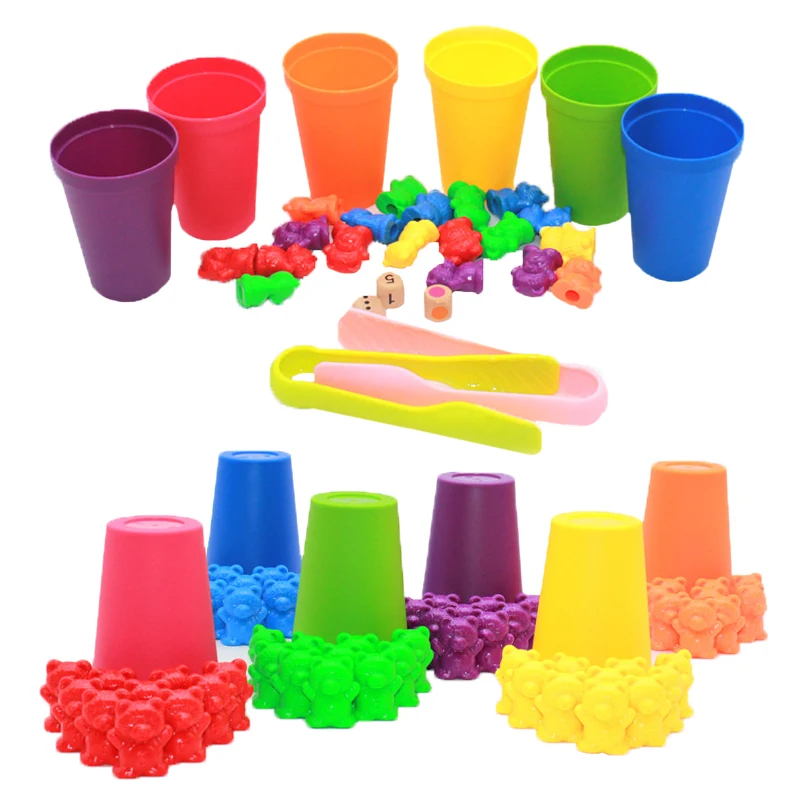 Children Early Learning Montessori Education Bear Digital Cognitive Toys Hand Brain Coordination Bear Set Teaching Aids Toy Gift