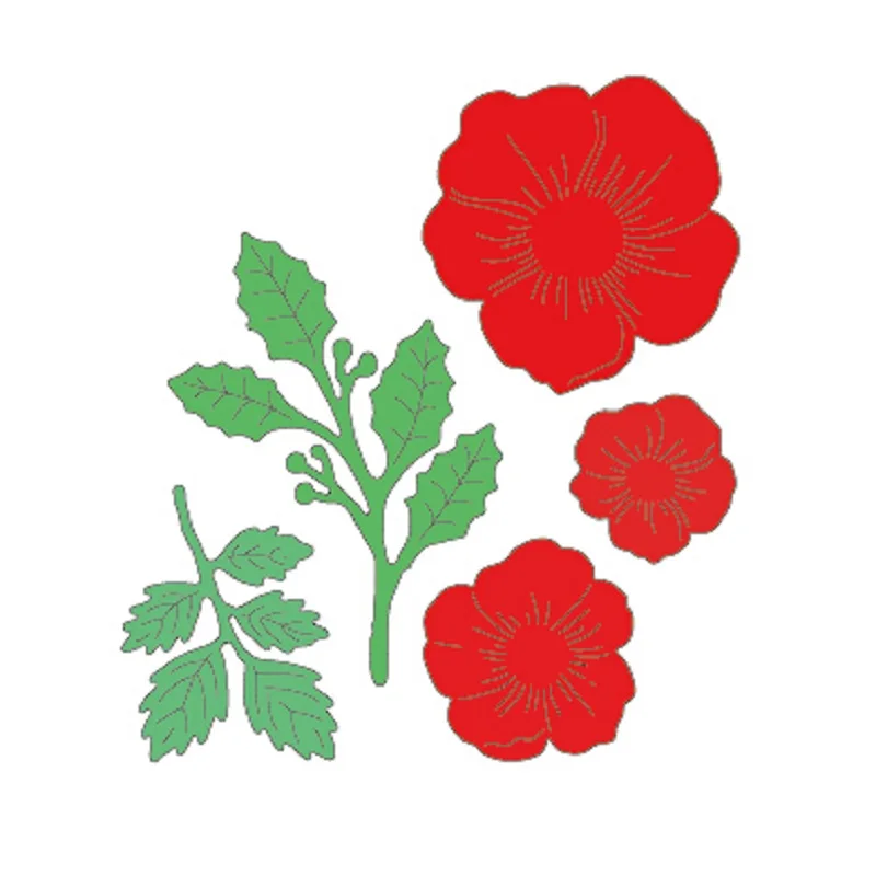 Estel Big Poppy Flower Leaves METAL CUTTING DIES Cut DIY Scrapbook PAPER CRAFT card album