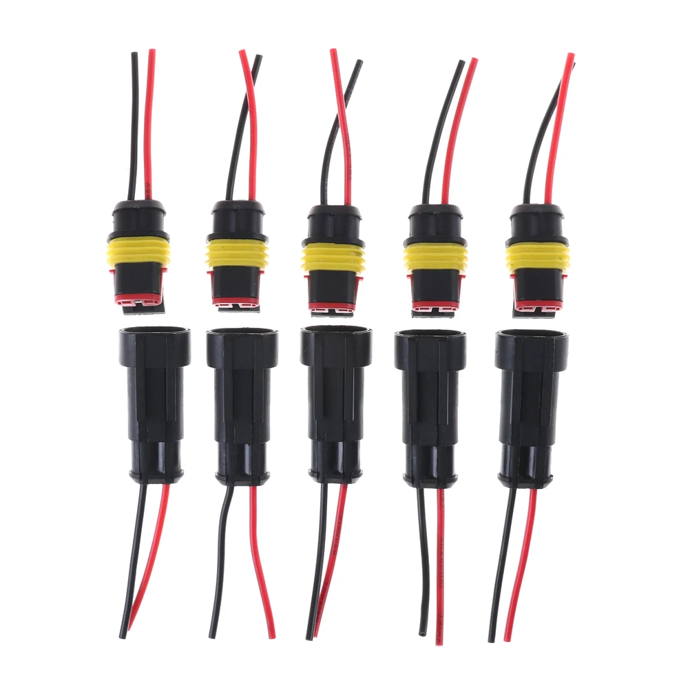 Black hot sales 5 Kit 2 Pin Way Car Waterproof Electrical Connector