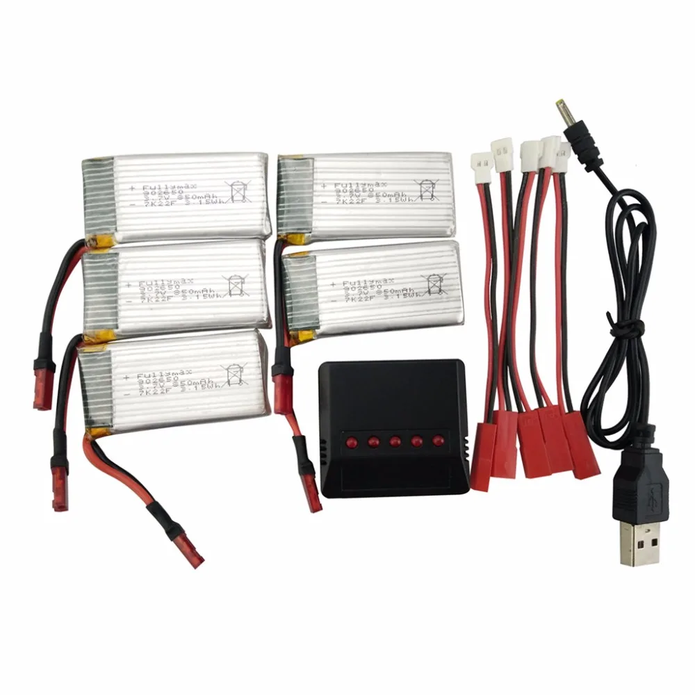 Литиевая батарея для SYMA X56 X56W X54HW 5 шт. 3 7 в 850 мАч с зарядным устройством 1 складные