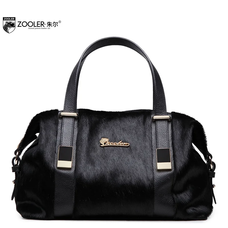 

horse hair Genuine Leather bags Women Shoulder handBags Women bags with fur famous brand limited offer bolsos mujer#D-2353
