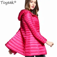 Tcyeek корейская мода белые пуховики Зимняя куртка для женщин осень г. тонкое пальто одежда с капюшоном Jaqueta Feminina LWL743