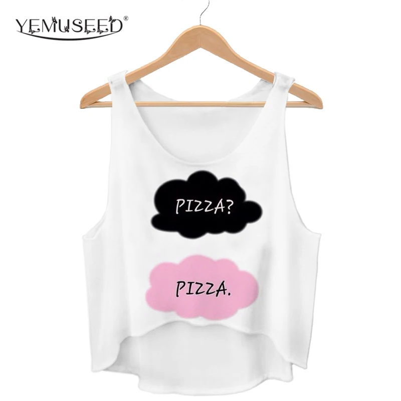 

YEMUSEED Hot Sale 2016 New Casual Crop Tops Harajuku Pizza Printed Blusas Tumblr Summer Sexy Femme WCT18