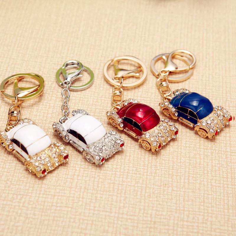 

Fashion Alloy Car KeyChain Llavero Rhinestones Crystal Key Chains Luxury Small Model Auto Trinket Porte Clef Charm Bag Pendant